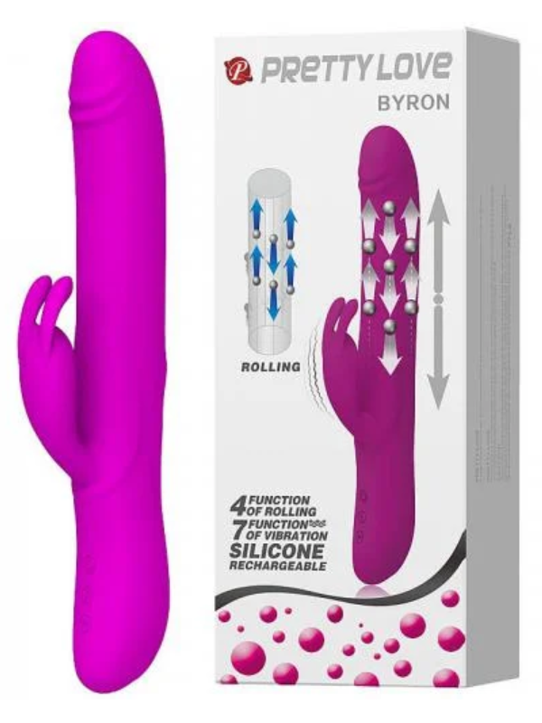 Vibrador Vai e Vem Recarregável em Silicone com Estimulador Clitoriano Coelho